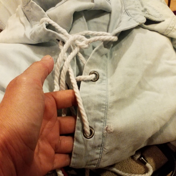 Rails Rocky Lace-Up light wash Lyocell Chambray Shirt Dress M - Picture 9 of 10